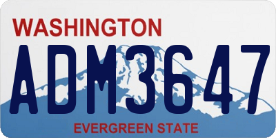 WA license plate ADM3647