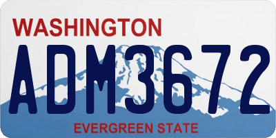 WA license plate ADM3672