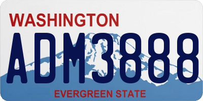 WA license plate ADM3888