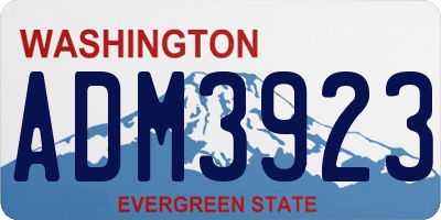 WA license plate ADM3923