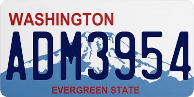 WA license plate ADM3954
