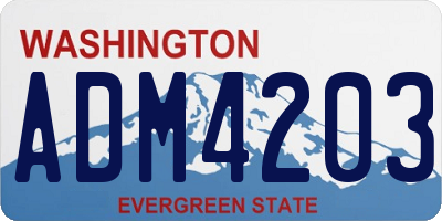 WA license plate ADM4203