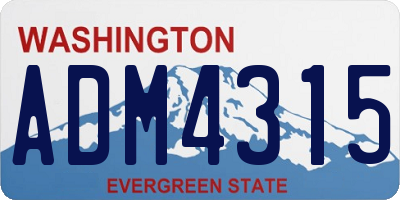 WA license plate ADM4315