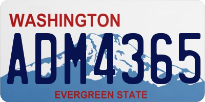 WA license plate ADM4365