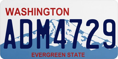 WA license plate ADM4729