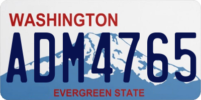 WA license plate ADM4765
