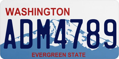 WA license plate ADM4789