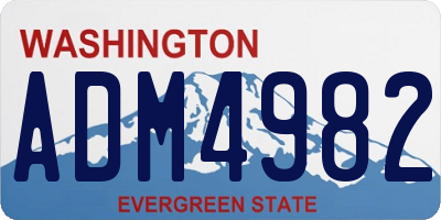 WA license plate ADM4982