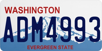 WA license plate ADM4993