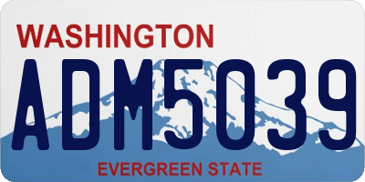 WA license plate ADM5039