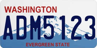 WA license plate ADM5123