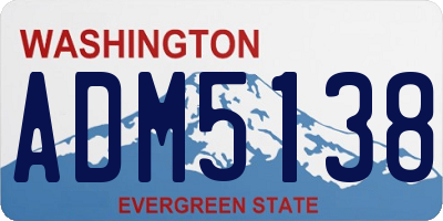 WA license plate ADM5138
