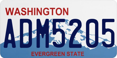 WA license plate ADM5205