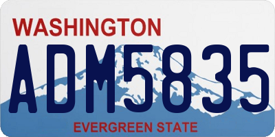 WA license plate ADM5835