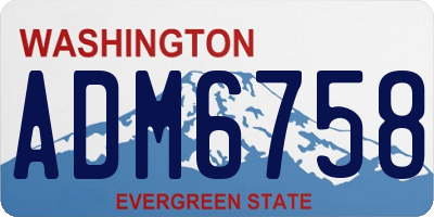 WA license plate ADM6758