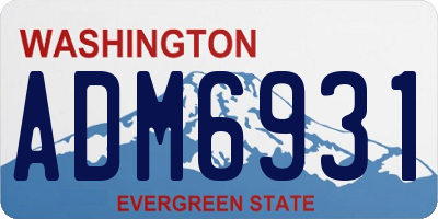WA license plate ADM6931