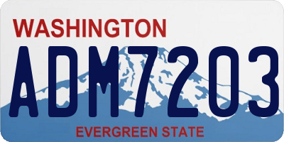 WA license plate ADM7203