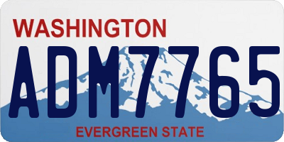 WA license plate ADM7765