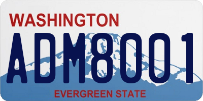 WA license plate ADM8001