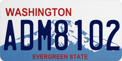WA license plate ADM8102