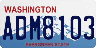 WA license plate ADM8103
