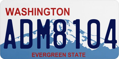 WA license plate ADM8104