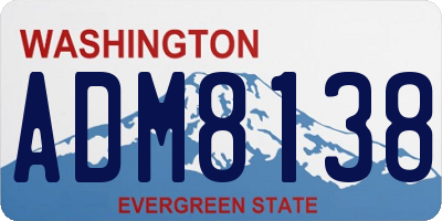 WA license plate ADM8138