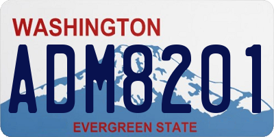 WA license plate ADM8201