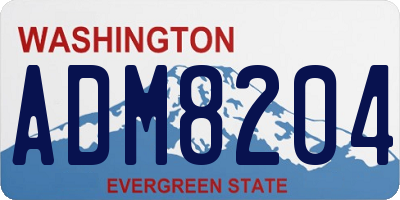 WA license plate ADM8204