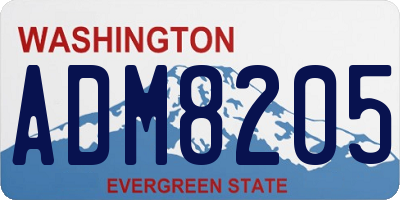 WA license plate ADM8205