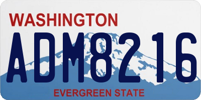 WA license plate ADM8216