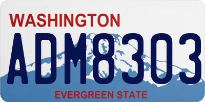 WA license plate ADM8303
