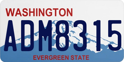 WA license plate ADM8315