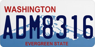 WA license plate ADM8316
