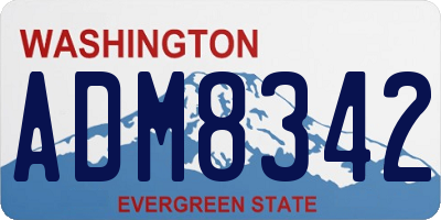 WA license plate ADM8342