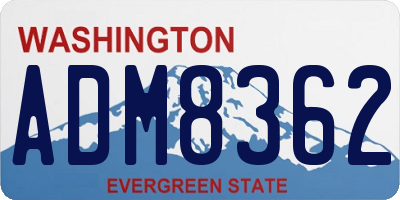 WA license plate ADM8362