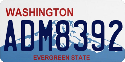 WA license plate ADM8392