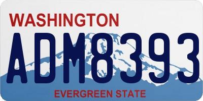 WA license plate ADM8393