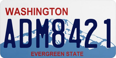 WA license plate ADM8421