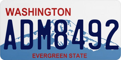 WA license plate ADM8492