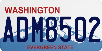 WA license plate ADM8502