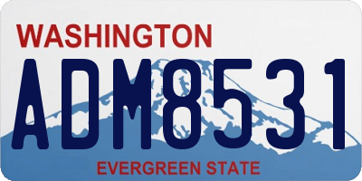 WA license plate ADM8531