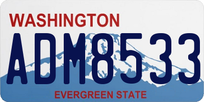 WA license plate ADM8533