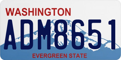 WA license plate ADM8651