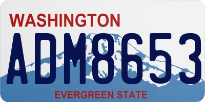 WA license plate ADM8653