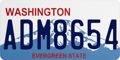 WA license plate ADM8654