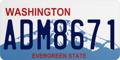 WA license plate ADM8671