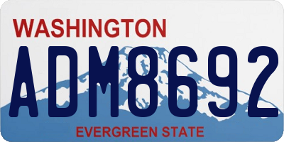 WA license plate ADM8692