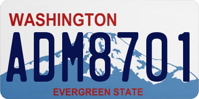 WA license plate ADM8701