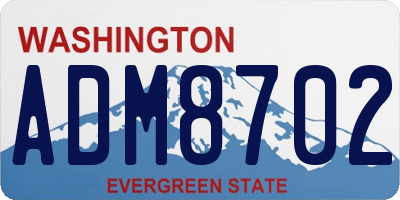 WA license plate ADM8702